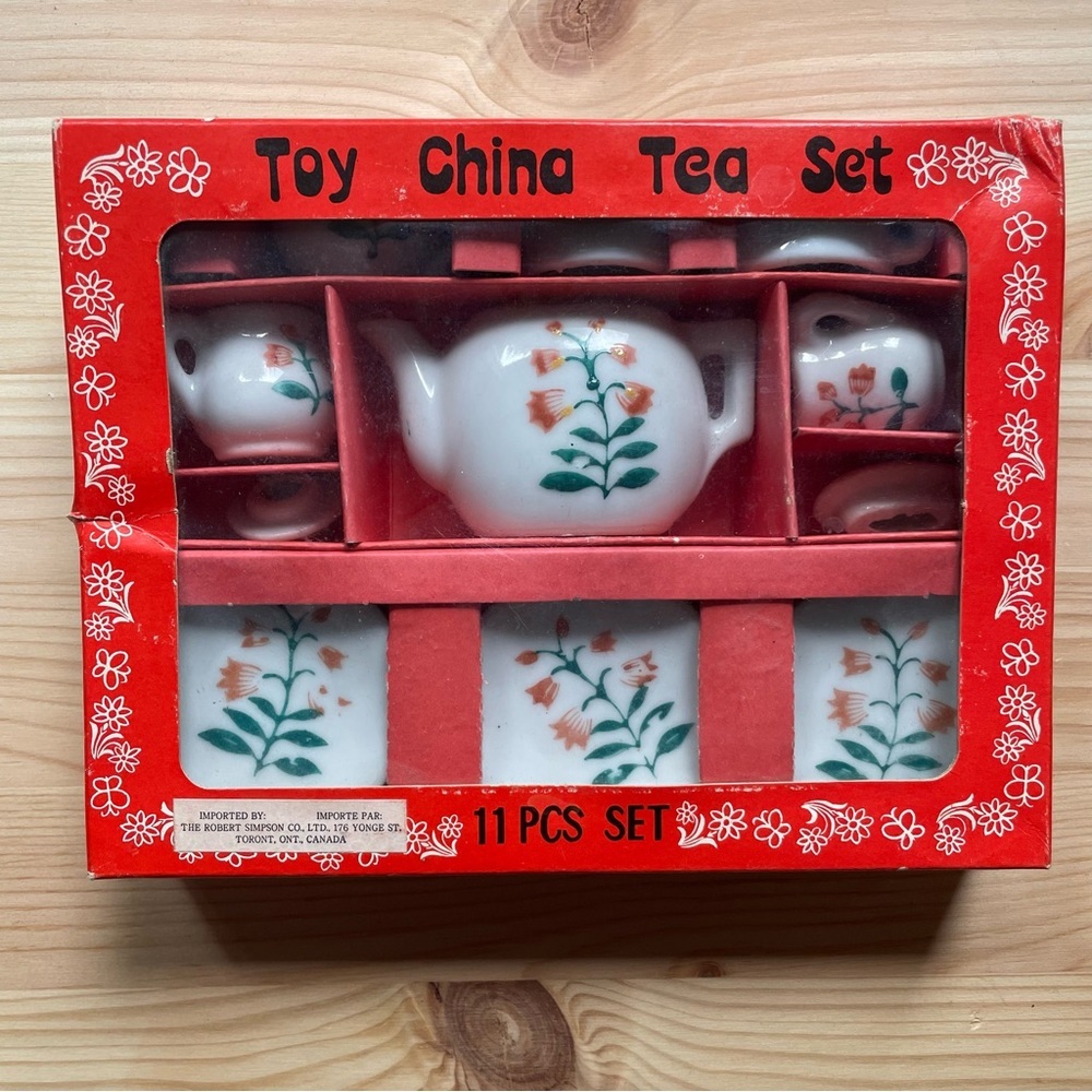 Toy China Tea Set - Red and White